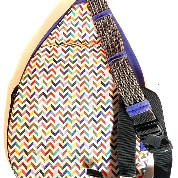 KAVU Rope Sling Bag Indigo Canvas Multicolor Chevron Crossbody - Picture 4 of 8